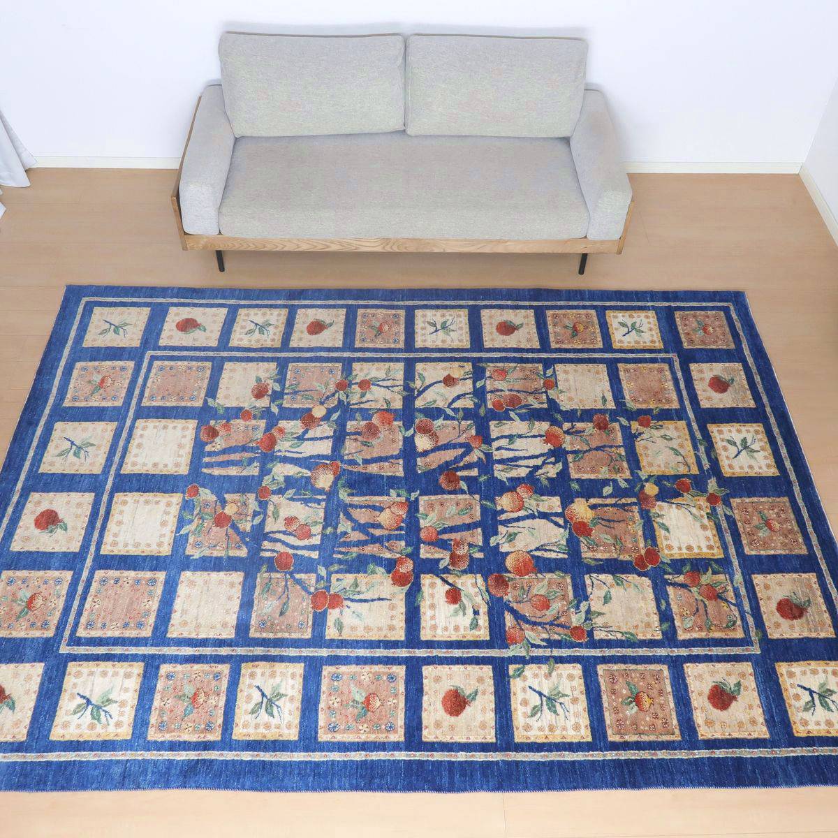 プレミアムギャッベ/ホシナマイ(ルリバフ) 297×214cm(HX-33060)