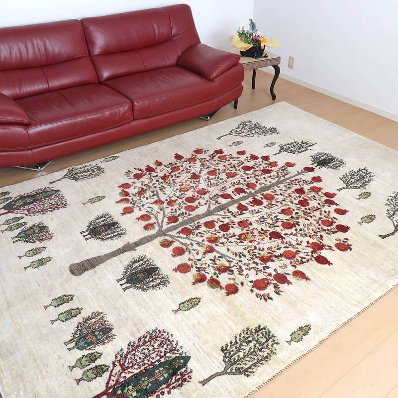 プレミアムギャッベ/ホシナマイ(ルリバフ) 299×201cm(HX-73246)