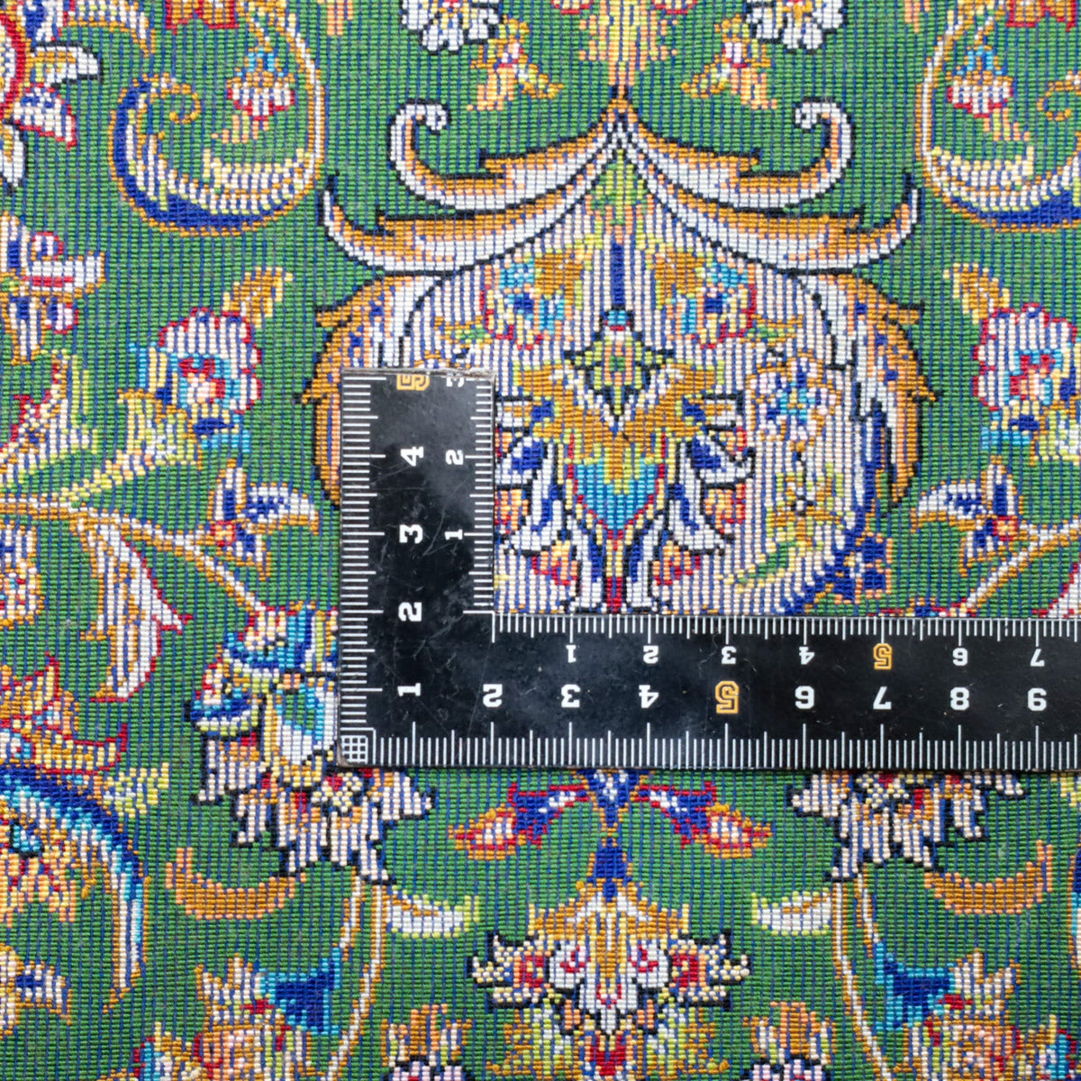LUMINA モダールアートコレクション|花形メダリオン柄 グリーン×アイボリー|89×59cm(S-13348)