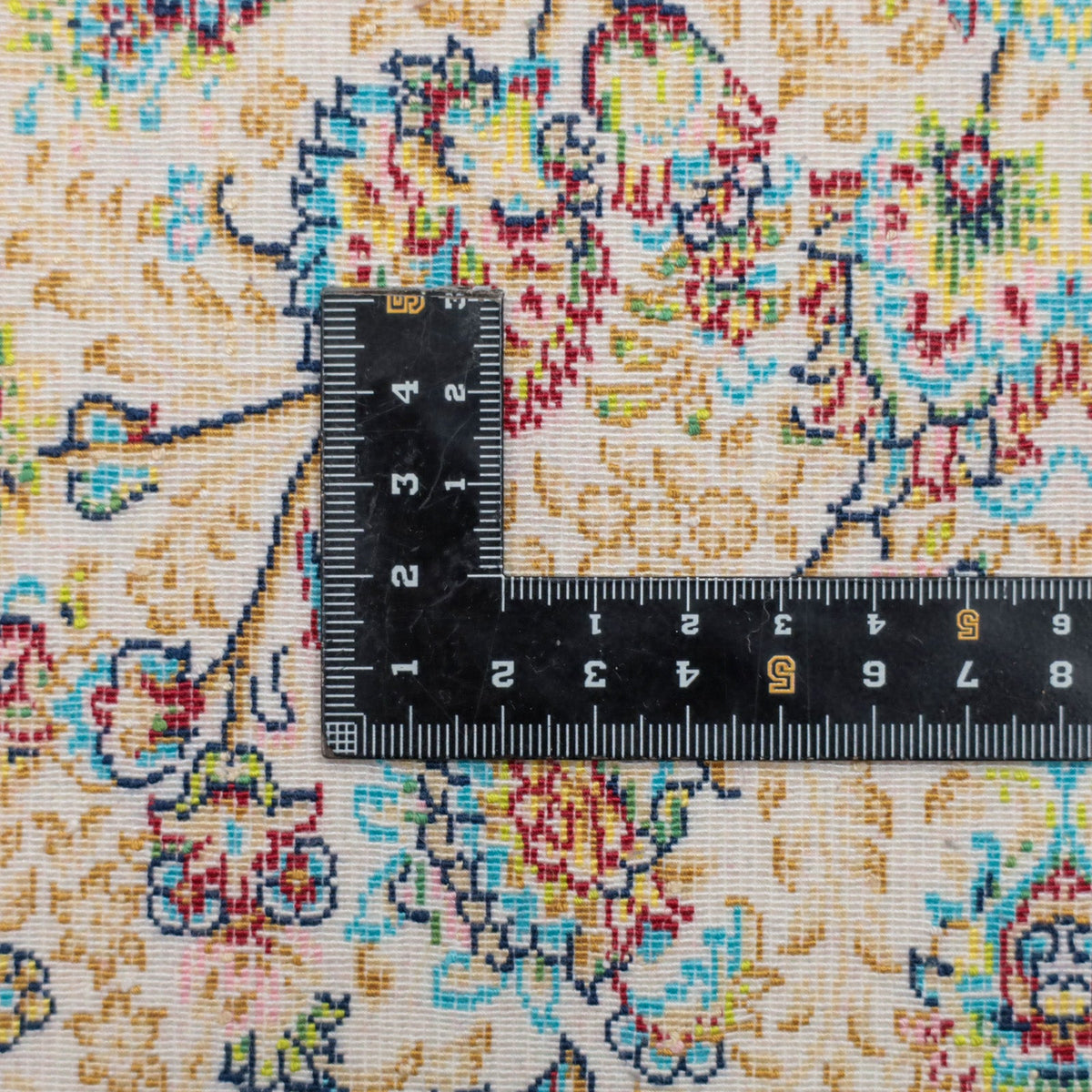 LUMINA モダールアートコレクション|アフシャン柄(総花柄) アイボリー×ターコイズ|91×58cm(S-13352)