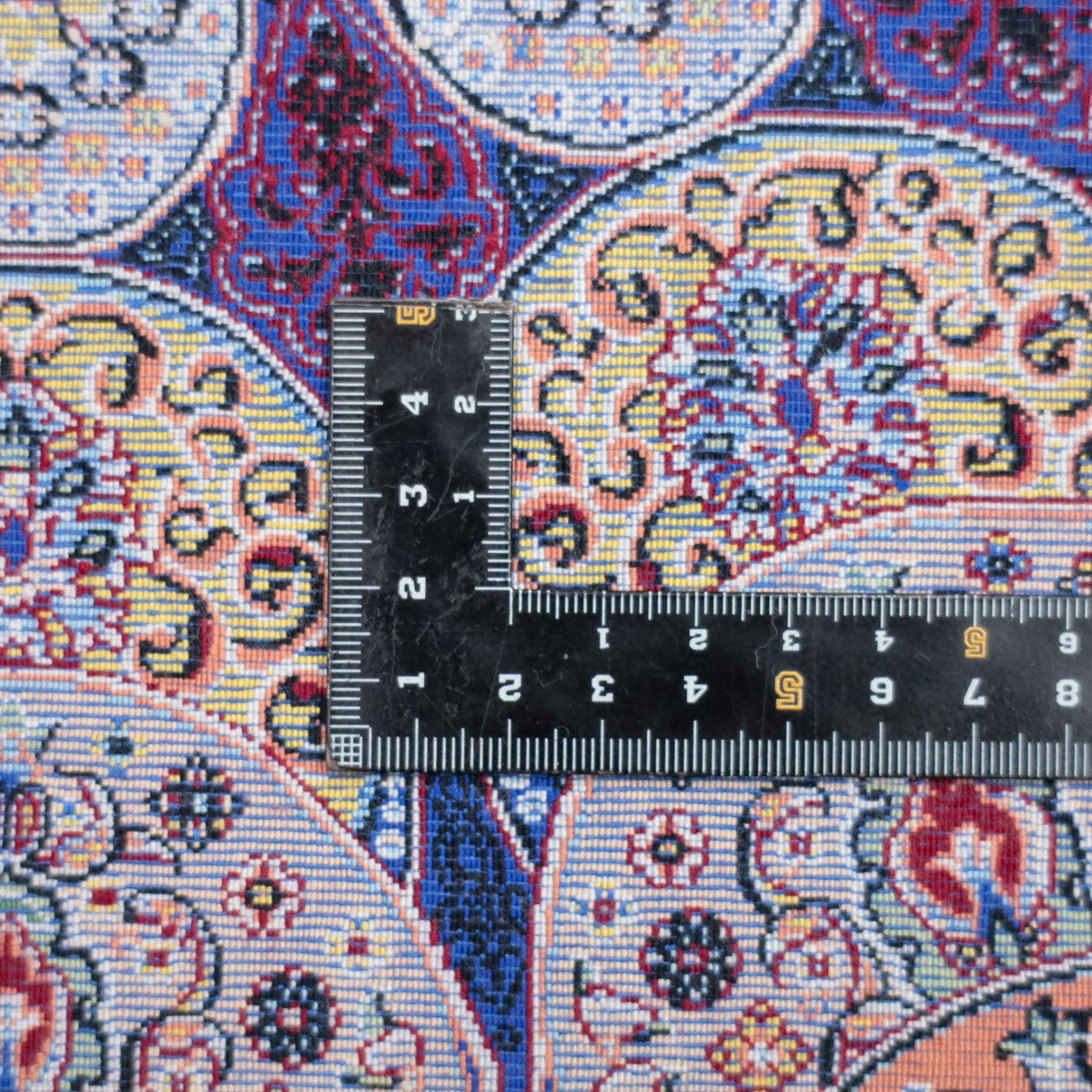 LUMINA モダールアートコレクション|トランジ柄(放射文様) ロイヤルブルー×コーラル|88×60cm(S-13357)