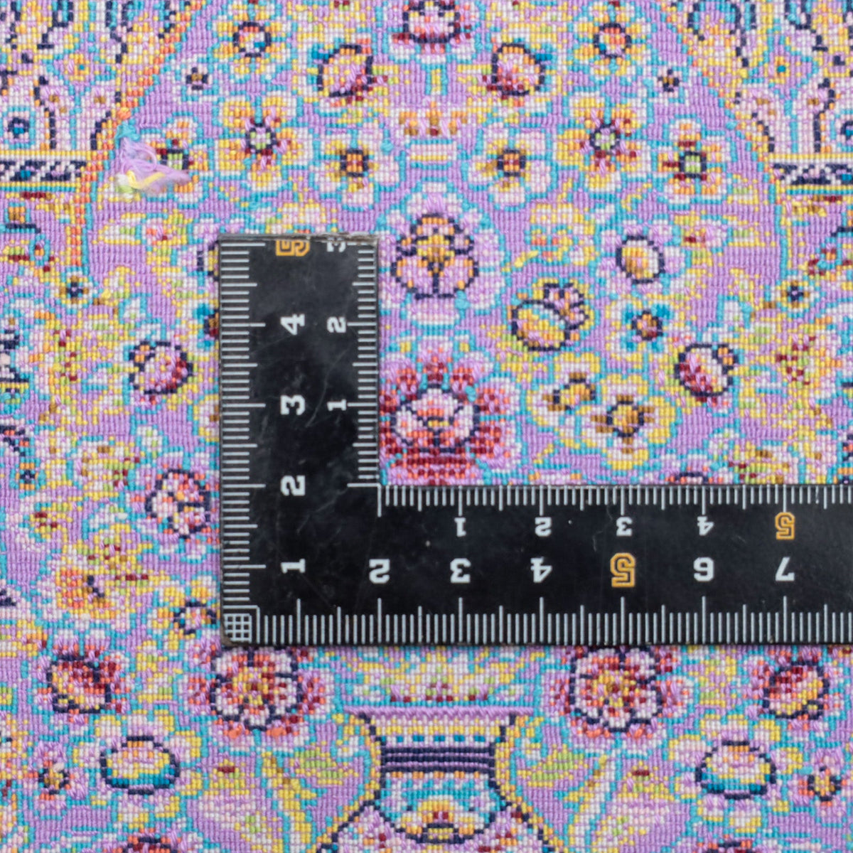 LUMINA モダールアートコレクション|瓢箪型メダリオン柄 パープル×ターコイズ|126×77cm(S-13399)