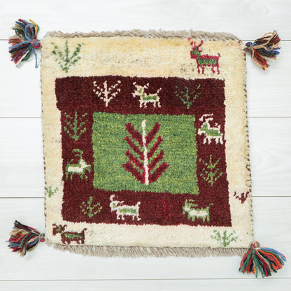 【2枚で46,000円】ギャッベ 39×39cm（BP-12585）