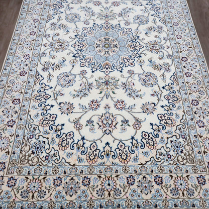 ペルシャ絨毯　ナイン産　メダリオン柄　198×130cm（FL-13276）