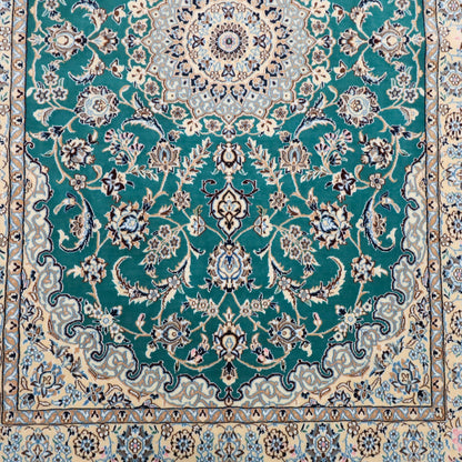 ペルシャ絨毯　ナイン産　9ラ　メダリオン柄　209×132cm（FL-13277）