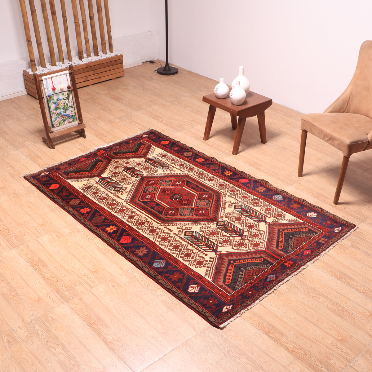 ペルシャ絨毯（イラン産）ザンジャン　196×123cm（FL-70139）