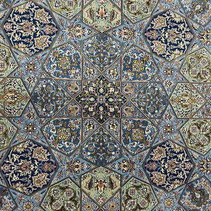 最高級ペルシャ絨毯（ナイン産）ハビビアン工房　208×206cm（FL-70375）