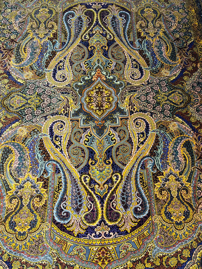 高級ペルシャ絨毯クム産シルク100％  カズミ工房　158×110cm（FN-10015）