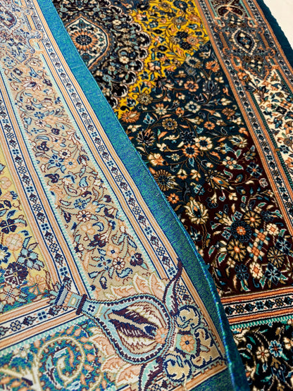 高級ペルシャ絨毯クム産シルク100％  アッバス・ジャムシディ 88×59cm（FN-10028）