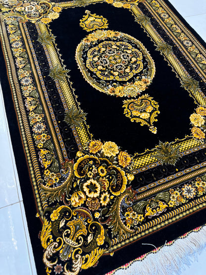 高級ペルシャ絨毯クム産シルク100％  イスラミ工房 125×85cm（FN-10038）