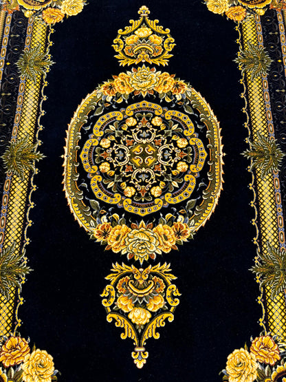 高級ペルシャ絨毯クム産シルク100％  イスラミ工房 125×85cm（FN-10038）