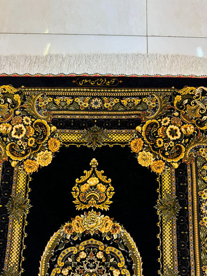 高級ペルシャ絨毯クム産シルク100％  イスラミ工房 125×85cm（FN-10038）