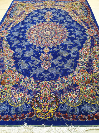 高級ペルシャ絨毯クム産シルク100％　ジャムシディ工房　296×196cm（FN-10048）