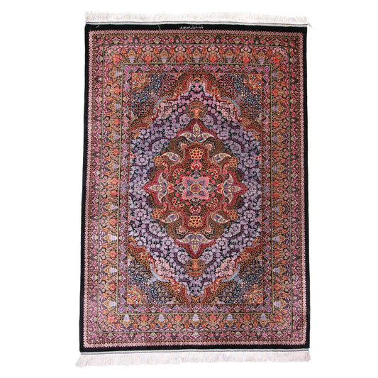 高級ペルシャ絨毯（シルク100％）ヌーリ工房　192×138cm（FN-70340）