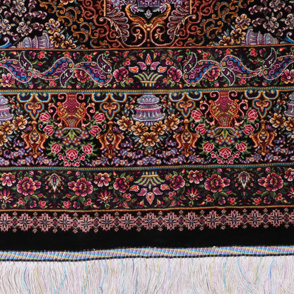 高級ペルシャ絨毯（シルク100％）ヌーリ工房　192×138cm（FN-70340）