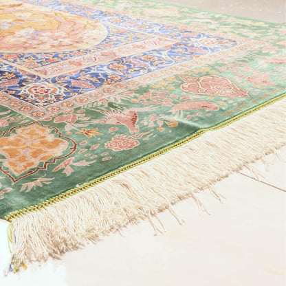 高級ペルシャ絨毯（シルク100％）ヌーリ工房　153×100cm（FN-70361）
