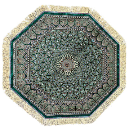 最高級ペルシャ絨毯クム産シルク100％ 100×99cm（FS-13183）