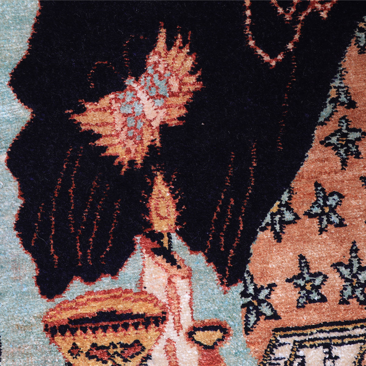 ペルシャ絨毯（イラン産）クム　90×53cm（FS-70010）
