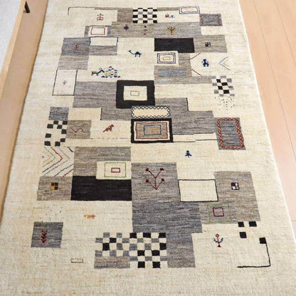 プレミアムギャッベ／ホシナマイ（カシュクリ） 201×132cm（HL-10854）