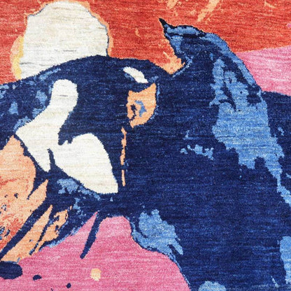 プレミアムギャッベ／ホシナマイ（ルリバフ） 205×151cm（HL-10856）