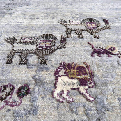 プレミアムギャッベ／ホシナマイ（ルリバフ） 203×152cm（HL-10892）