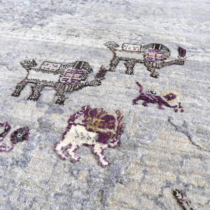 プレミアムギャッベ／ホシナマイ（ルリバフ） 203×152cm（HL-10892）