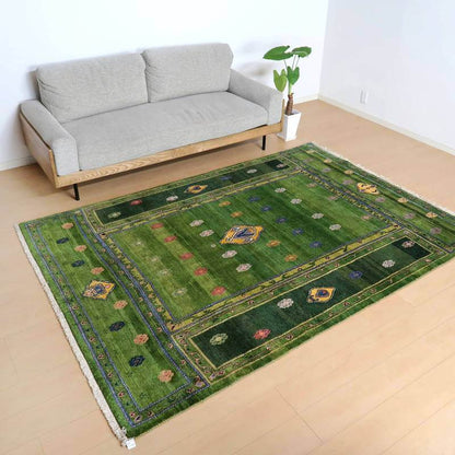 プレミアムギャッベ／ホシナマイ（ルリバフ）　248×176cm（HL-11346）