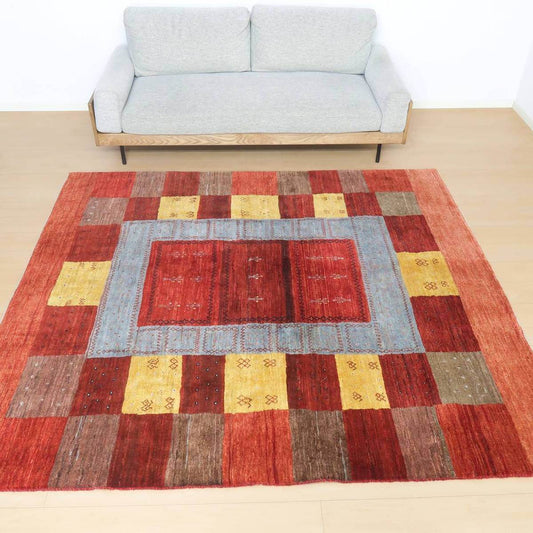 プレミアムギャッベ／ホシナマイ（ルリバフ）　232×206cm（HL-32043）