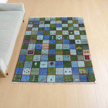 プレミアムギャッベ／ホシナマイ（カシュクリ） 195×155cm（HL-42272）