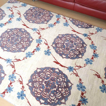 プレミアムギャッベ／ホシナマイ（ルリバフ） 216×137cm（HL-62730）