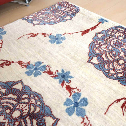 プレミアムギャッベ／ホシナマイ（ルリバフ） 216×137cm（HL-62730）