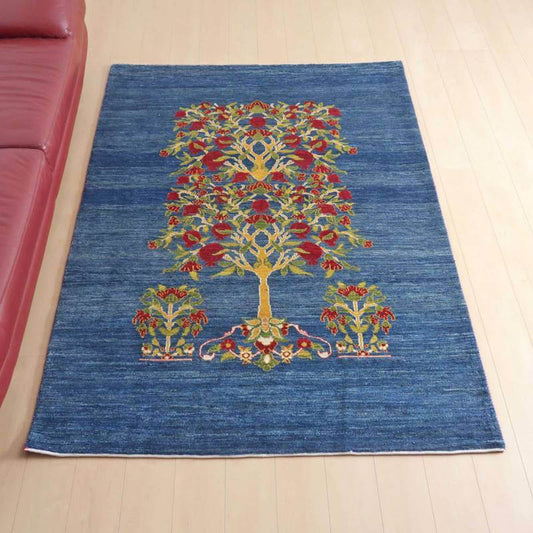 プレミアムギャッベ／ホシナマイ（ルリバフ） 210×148cm（HL-69835）