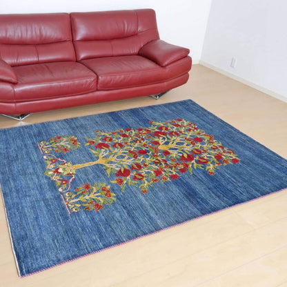 プレミアムギャッベ／ホシナマイ（ルリバフ） 210×148cm（HL-69835）