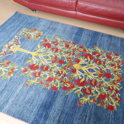 プレミアムギャッベ／ホシナマイ（ルリバフ） 210×148cm（HL-69835）