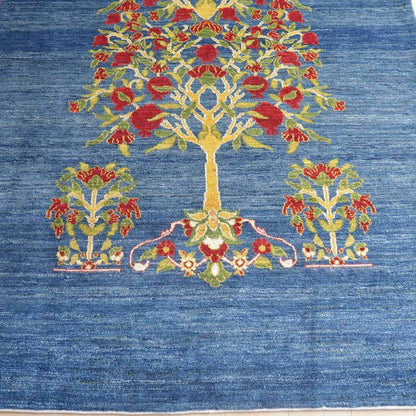 プレミアムギャッベ／ホシナマイ（ルリバフ） 210×148cm（HL-69835）