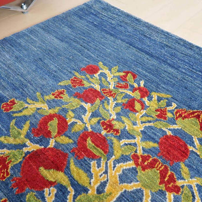 プレミアムギャッベ／ホシナマイ（ルリバフ） 210×148cm（HL-69835）