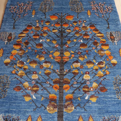 プレミアムギャッベ／ホシナマイ（ルリバフ） 207×148cm（HL-71170）