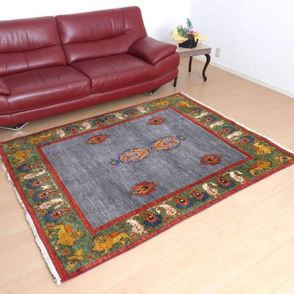 プレミアムギャッベ／ホシナマイ（ルリバフ） 204×154cm（HL-72648）