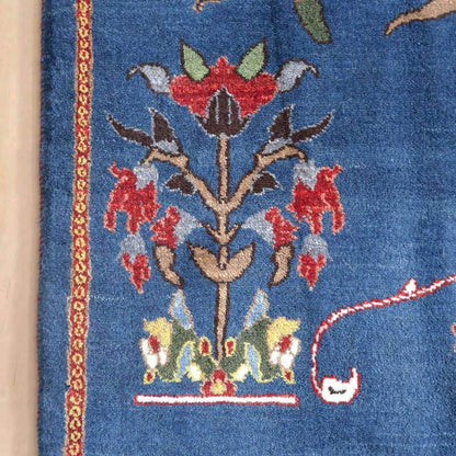 プレミアムギャッベ／ホシナマイ（ルリバフ） 207×135cm（HL-89693）