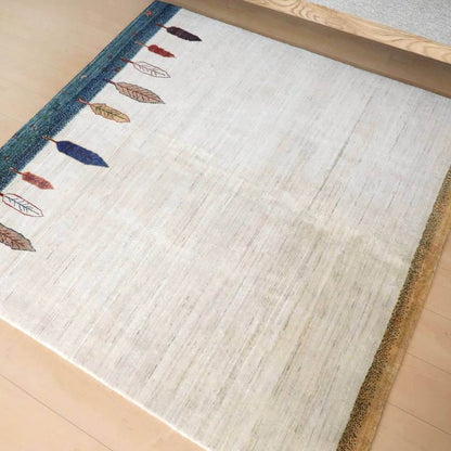 プレミアムギャッベ／ホシナマイ（ルリバフ） 155×151cm（HM-10878）