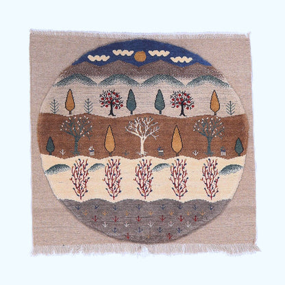 ギャッベ（ギャベ）ルリバフ　105×101cm（HM-70006）