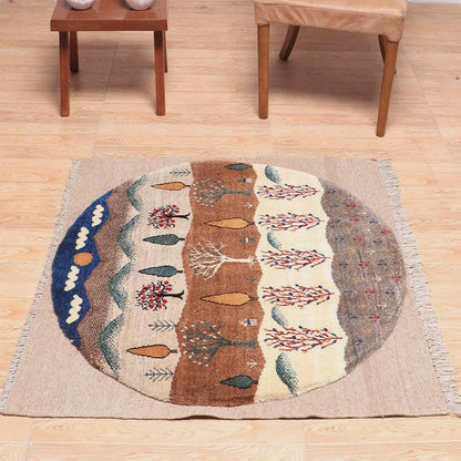 ギャッベ（ギャベ）ルリバフ　105×101cm（HM-70006）