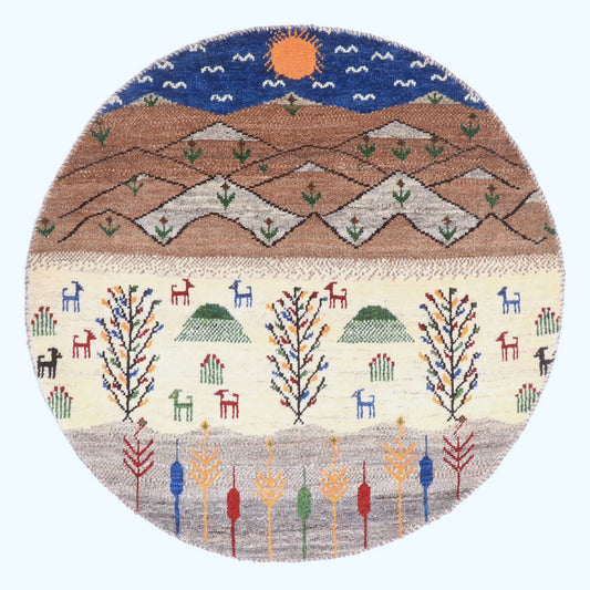 ギャッベ（ギャベ）カシュクリ　94×94cm（HM-70089）