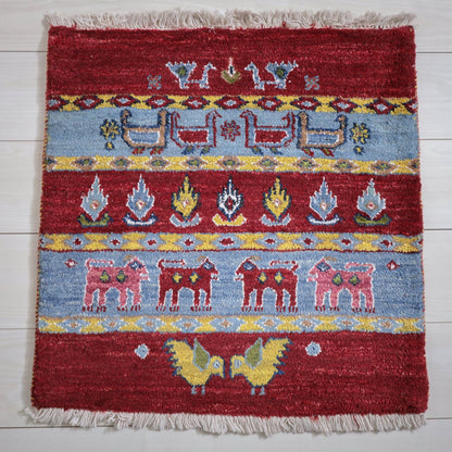 ギャッベ（ルリバフ）　63×63cm（HP-11930）