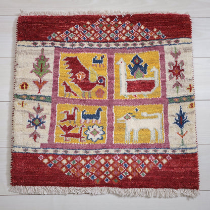 ギャッベ（ルリバフ）　60×62cm（HP-11931）