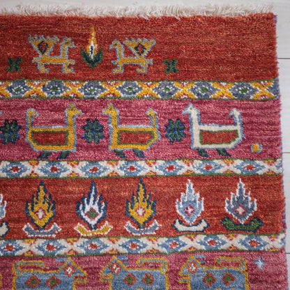 ギャッベ（ルリバフ）　56×60cm（HP-11938）