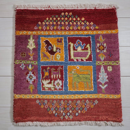 ギャッベ（ルリバフ）　57×53cm（HP-11941）