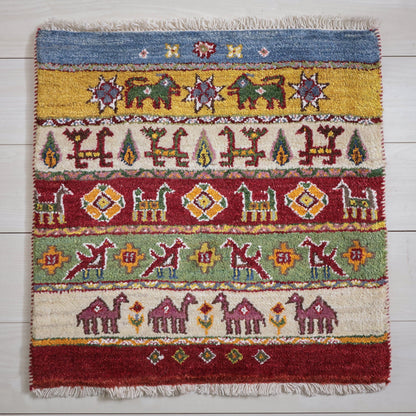ギャッベ（ルリバフ）　61×60cm（HP-11947）