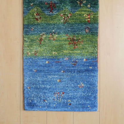 プレミアムギャッベ／ホシナマイ（ルリバフ） 137×44cm（HR-11083）