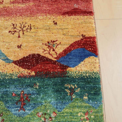 プレミアムギャッベ／ホシナマイ（ルリバフ） 137×44cm（HR-11083）